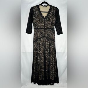Miusol Black Lace Maxi Dress V-neck 3/4 Sleeves Special Occasion Sz XL